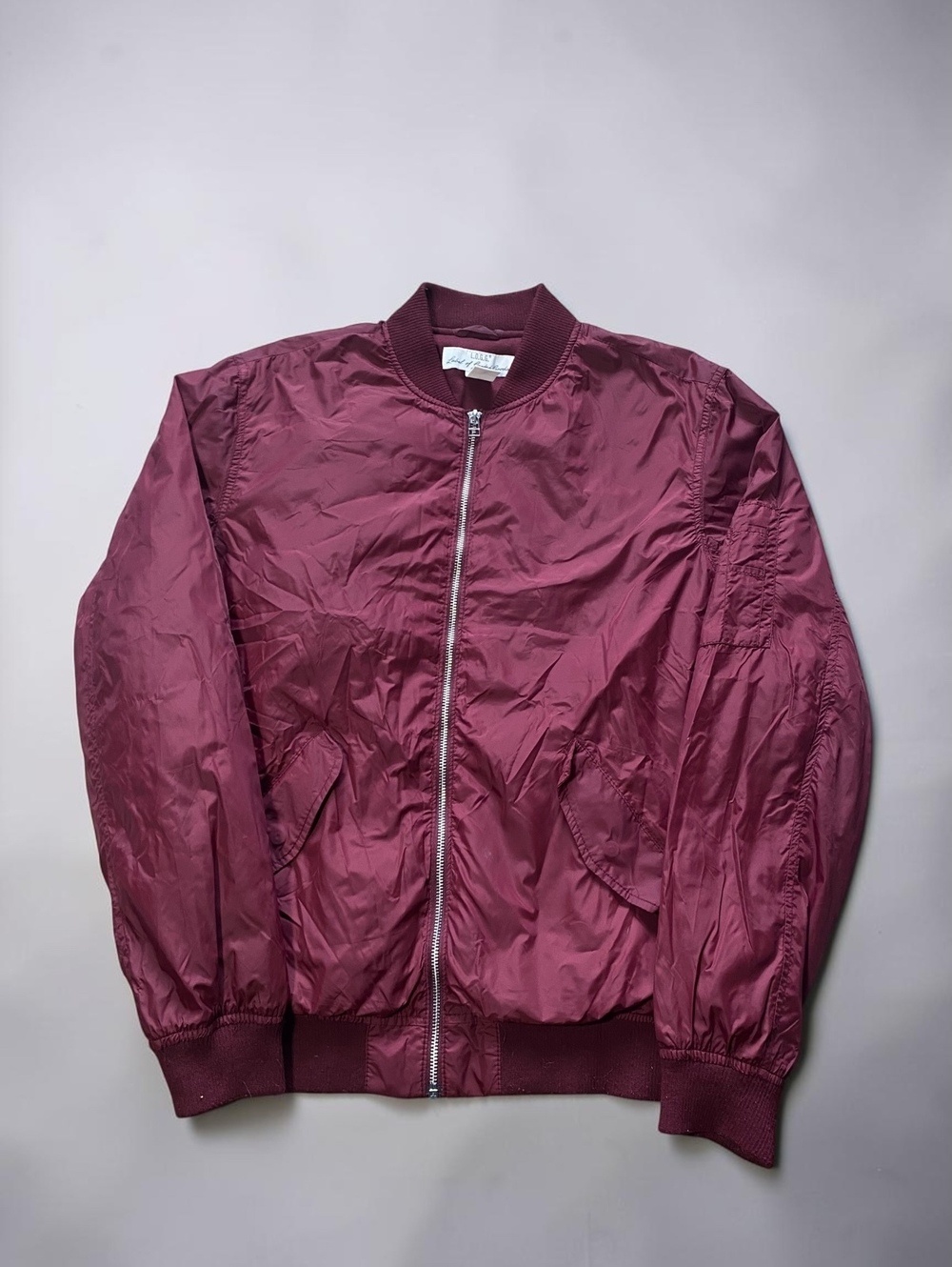 Mid-2010’s Asthetic HM Mens M Burgundy Maroon Flight Bomber Jacket Full Zip MA-1